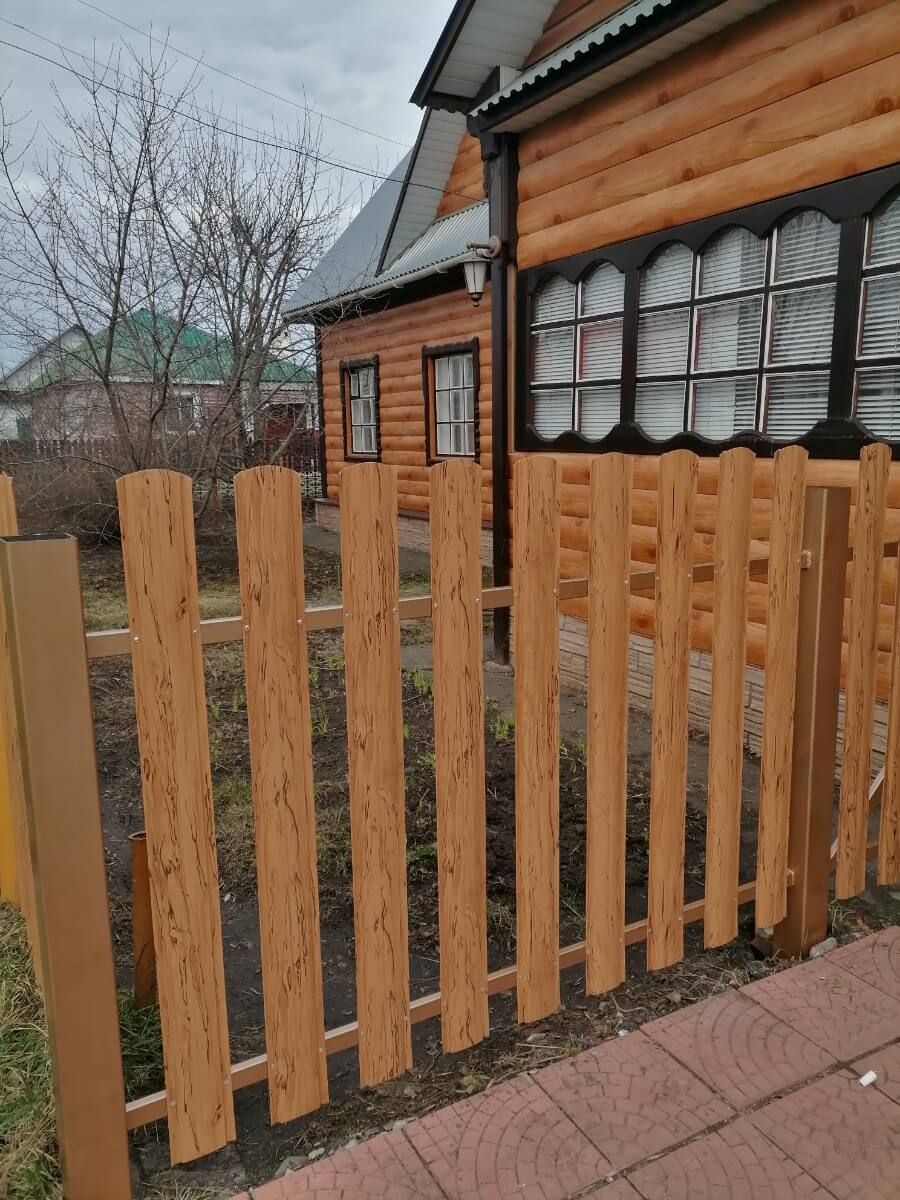 Забор из металлического штакетника 19м Кипарис 2xPrintech двусторонний в Наро-Фоминске