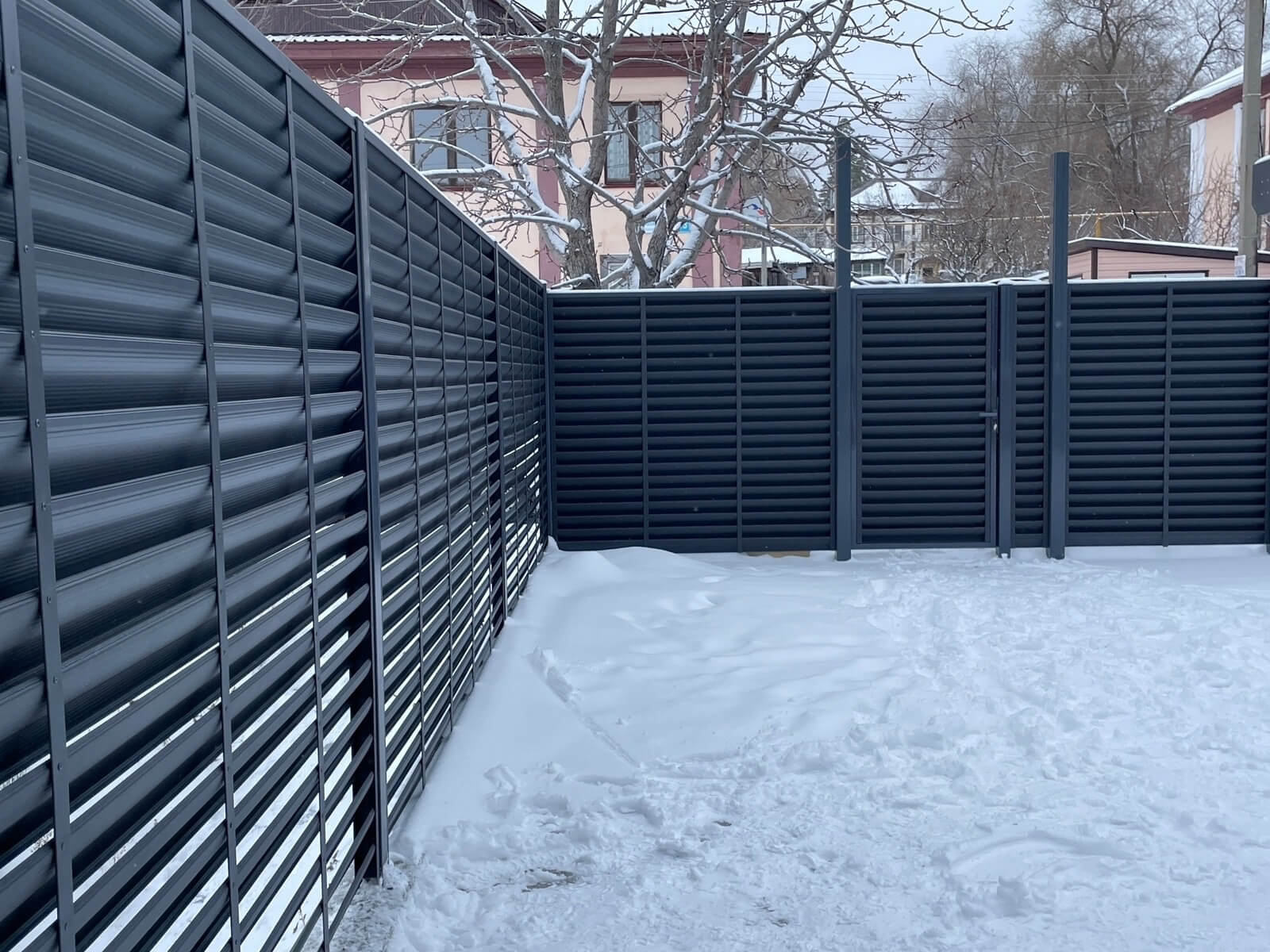 Забор-жалюзи 53м RAL7024/7024 Серый Графит двусторонний МАТТЕ фото 3 в Наро-Фоминске