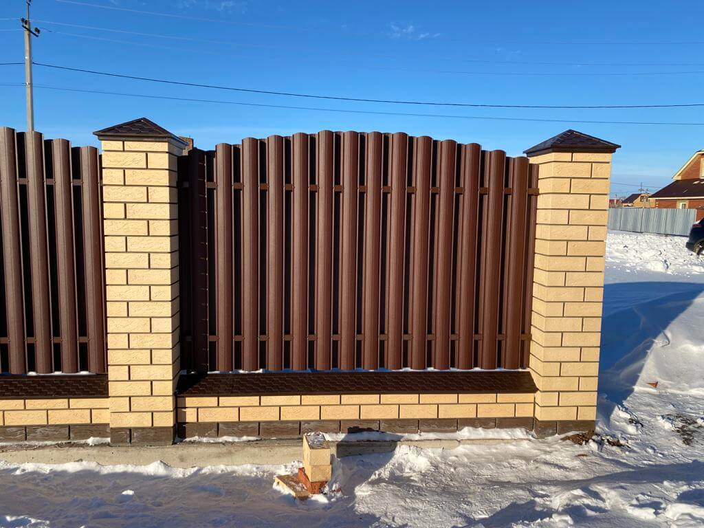 Забор из евроштакетника 57м RAL8017/8017 Шоколад двухсторонний МАТТЕ в Наро-Фоминске