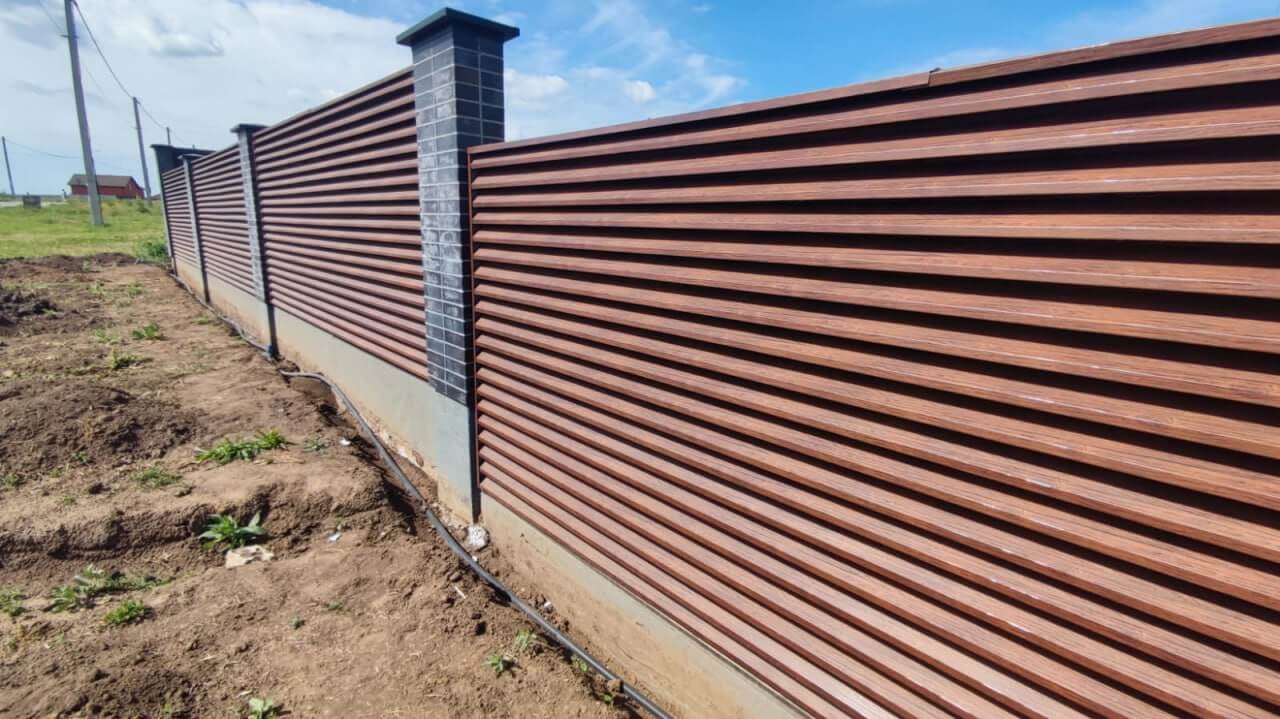Забор-жалюзи из ламелей 54м ЭКО-Z Античный Дуб (SteelArt) в Наро-Фоминске