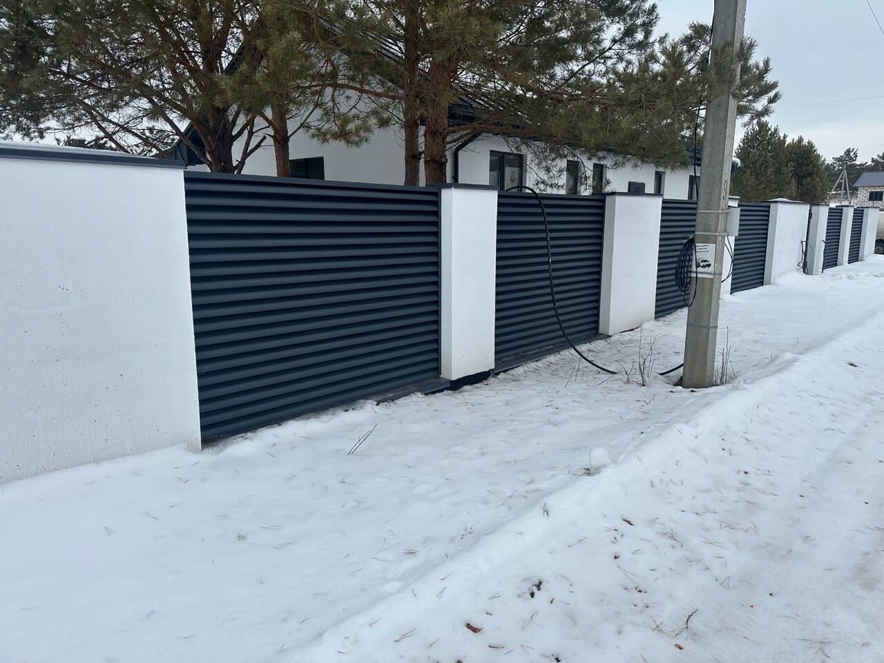 Забор-жалюзи 76м RAL7024/7024 Серый Графит двусторонний МАТТЕ фото 3 в Наро-Фоминске